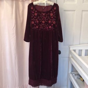 April Cornell Embroidered Velvet Dress